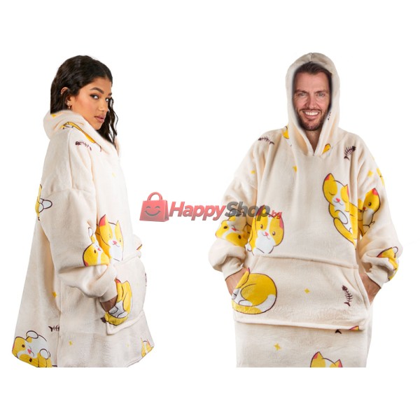 Топъл суичър 2в1 одеало с качулка oversize